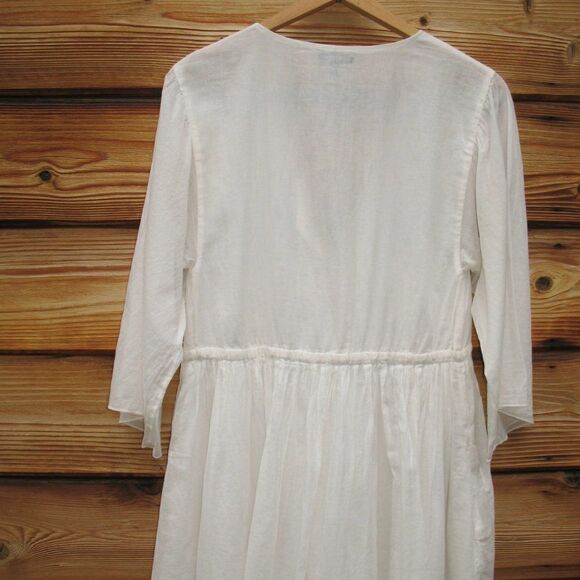 ATM ANTHONY THOMAS MELILLO Off White Crinkle Cotton Dress - Picture 7 of 9